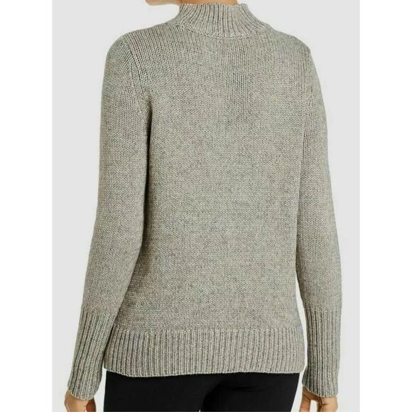 Elie Tahari Womens Mock Neck Metallic Speckle Sweater Charcoal Gray Size Small - Picture 3 of 10